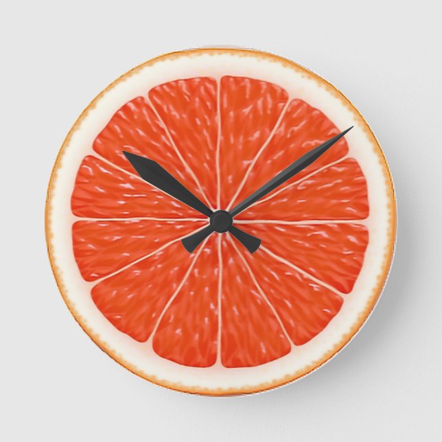Citrus Orange Fun Red Slice Round Clock Runde Wanduhr (Vorderseite)