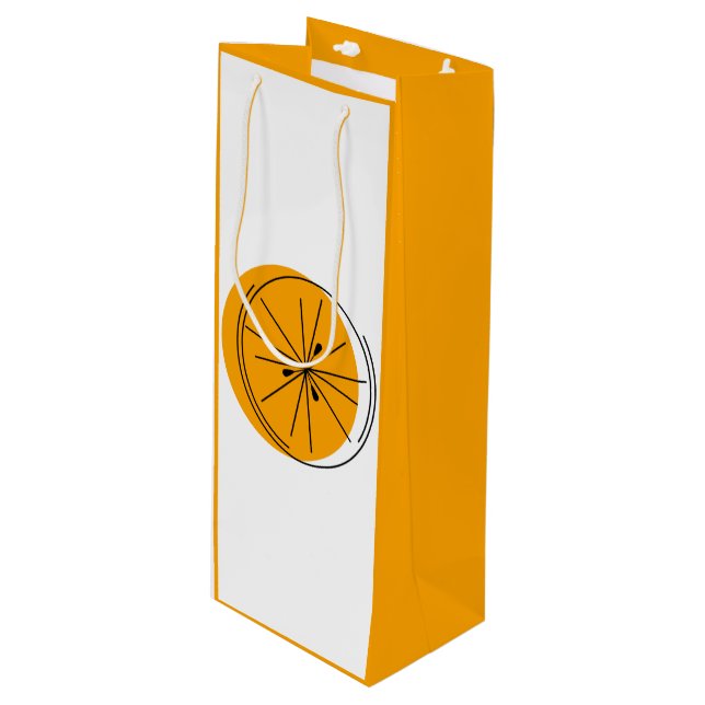 Citrus Orange Geschenksack Wein Orange Geschenktüte Für Weinflaschen (Vorderseite Schrägansicht)