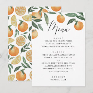 Citrus Orange Hochzeit Botanische Kalligrafie Menükarte
