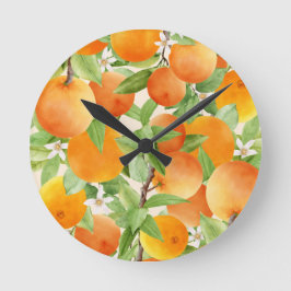 Citrus Orange Kitchen Design Runde Wanduhr