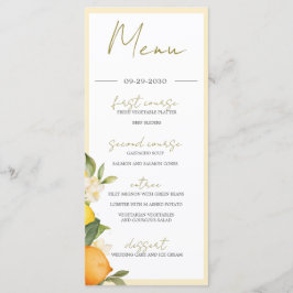 Citrus Orange Lemons Summer Monogram Menükarte