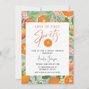 Citrus Orange Liebe bei First Spritz Brautparty Einladung