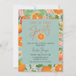 Citrus Orange Liebe bei First Spritz Brautparty Einladung