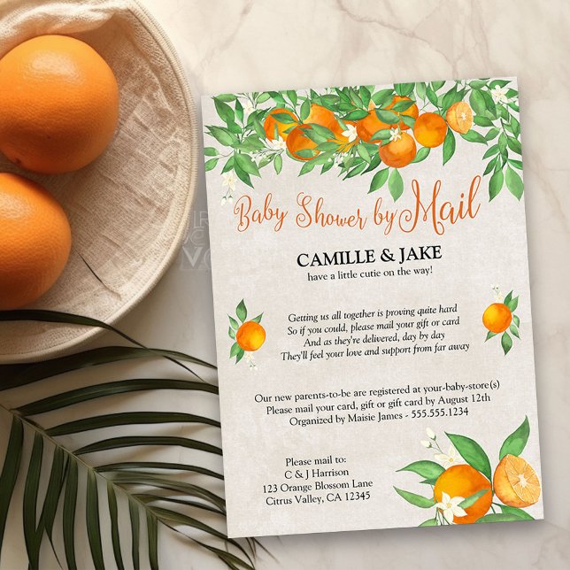 Citrus Orange Little Süsse Baby Shower by Mail Einladung (Invitation by Mail from my Citrus Orange Baby Shower collection)