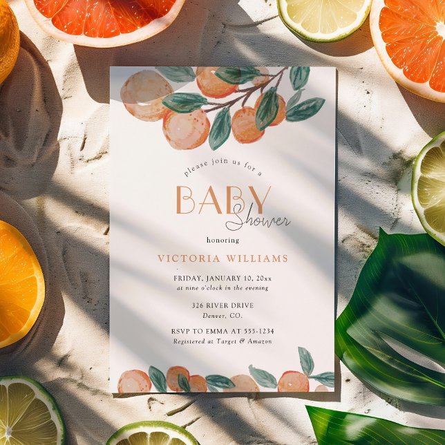 Citrus Orange Mandarinen Kinderdusche Einladung (Von Creator hochgeladen)