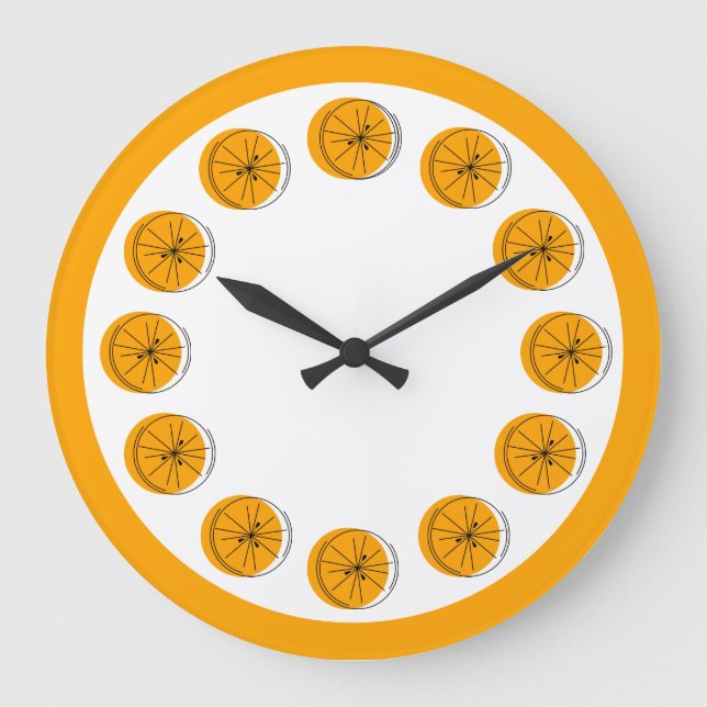 Citrus Orange Multi clock rund Große Wanduhr (Vorderseite)