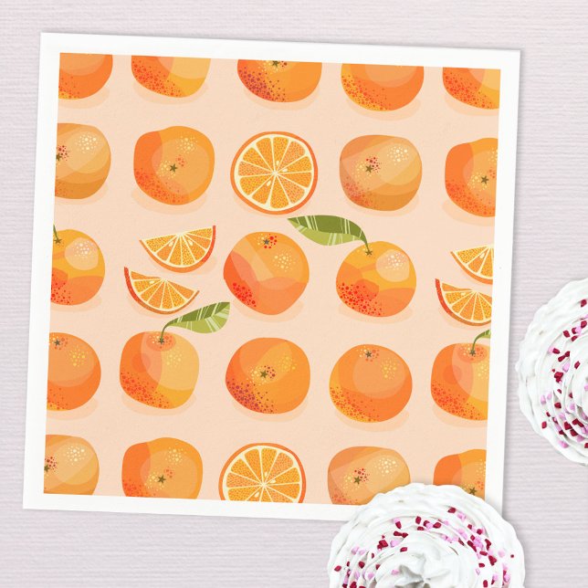 Citrus Orange Paper Napkin Serviette (Citrus orange fun party paper napkins for a Mediterranean feel)