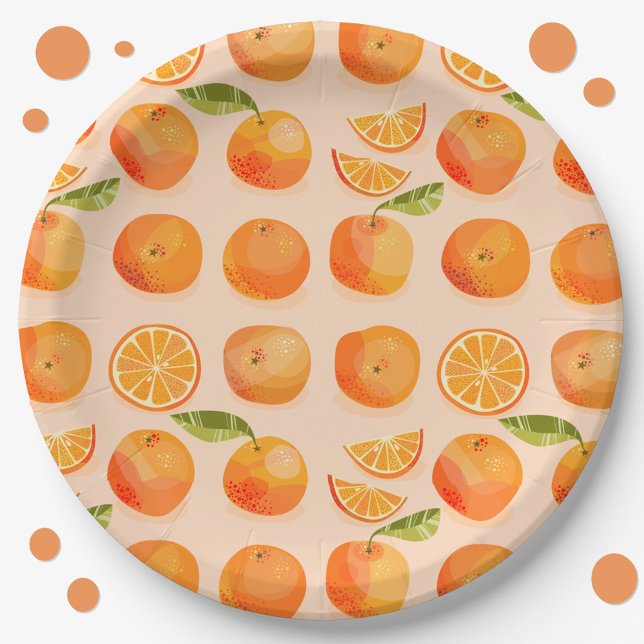 Citrus Orange Pattern Pappteller (Von Creator hochgeladen)