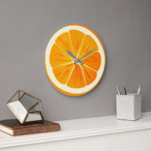 Citrus Orange Slice Round Wall Clock