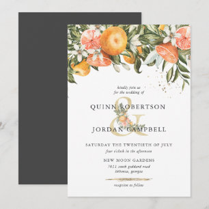 Citrus Orchard Boho Botanical Wedding Einladung