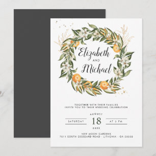 Citrus Orchard Boho Botanical Wedding Einladung