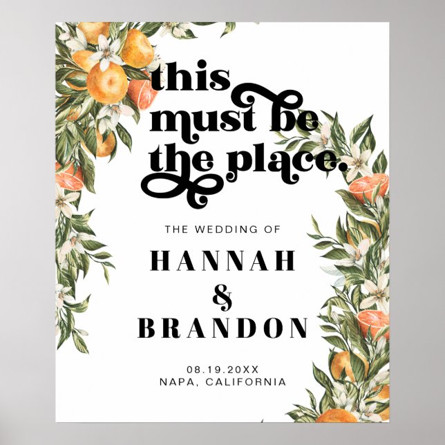 Citrus Orchard Boho Botanische Hochzeittypografie Poster (Vorne)