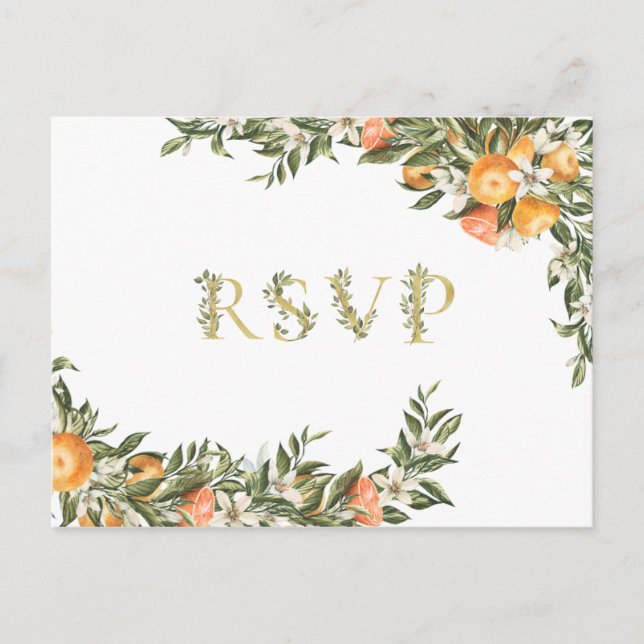 Citrus Orchard | Boho Greenery Wedding RSVP Einladungspostkarte (Vorderseite)