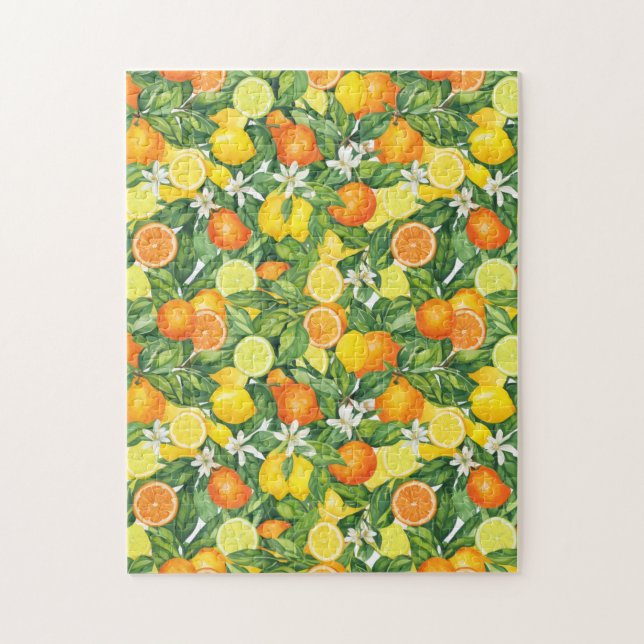 Citrus Orchard Harvest:  Lemon & Orange pattern Puzzle (Vertikal)