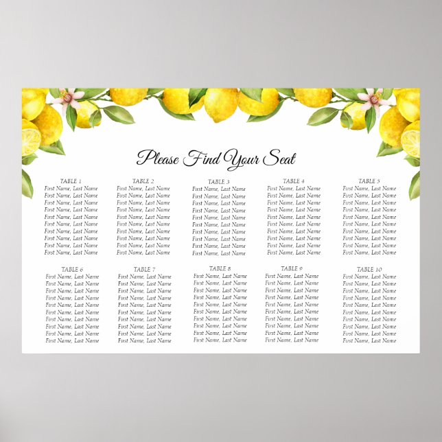 Citrus Orchard Hochzeitstabelle Poster (Vorne)