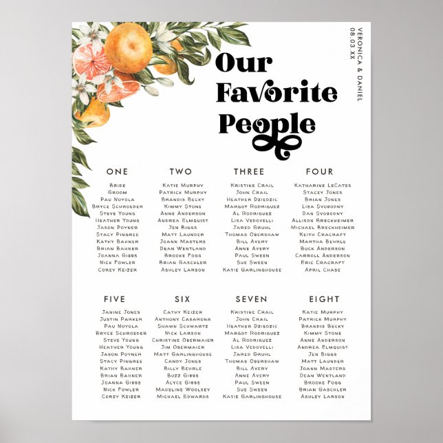 Citrus Orchard | Hochzeitstisch Poster (Vorne)