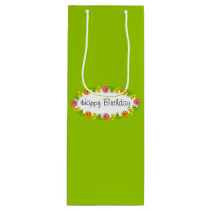 Citrus Oval Green Geburtstag Geschenksack Wein Geschenktüte Für Weinflaschen