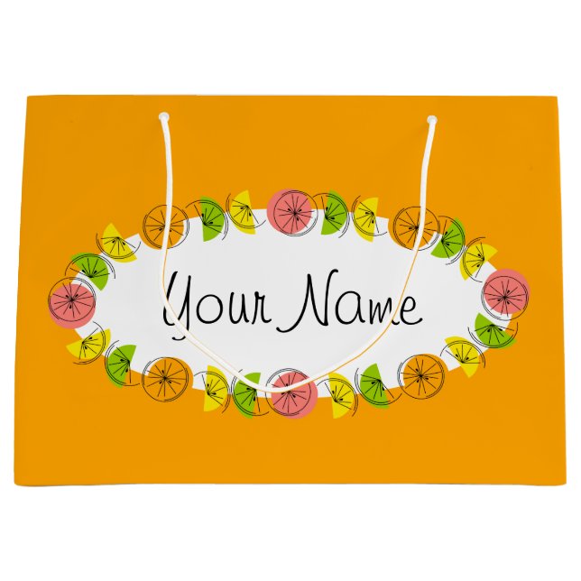 Citrus Oval Orange Name Geschenktasche groß Große Geschenktüte (Vorderseite)