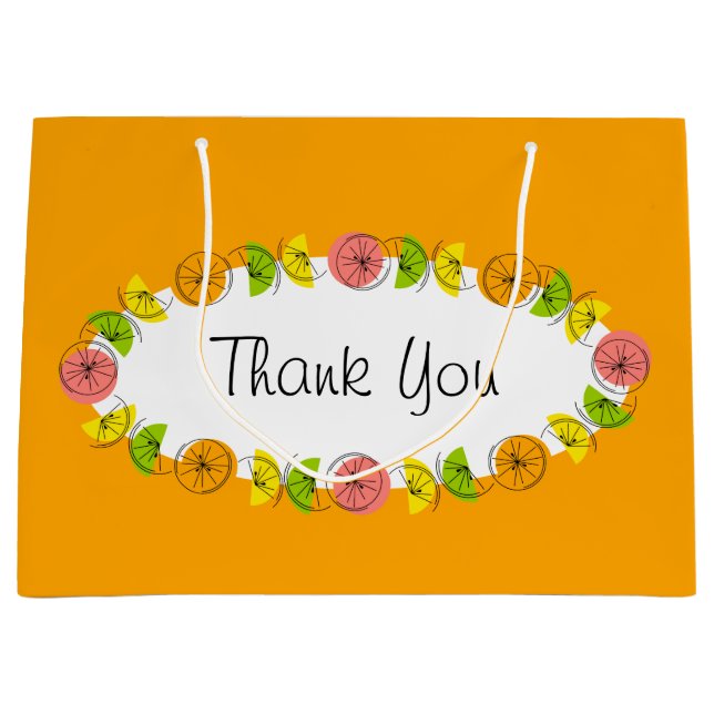 Citrus Oval Orange Vielen Dank Große Geschenktüte (Vorderseite)