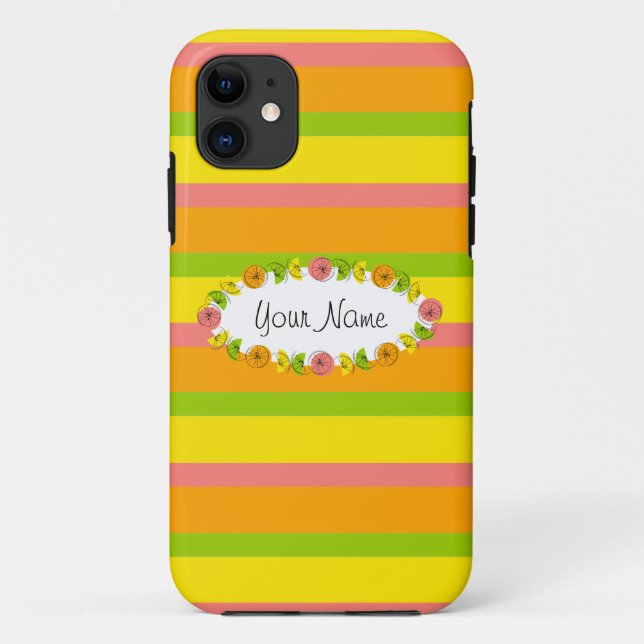 Citrus Oval Stripe Klassischer Name iPhone Fall Case-Mate iPhone Hülle (Rückseite)