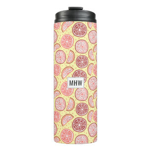 Citrus Pattern Custom Monogram Tumbler Thermosbecher
