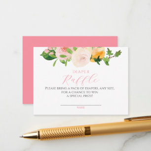 Citrus Pink Babydusche Windelwanne Raffel Begleitkarte