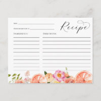 Citrus Pink Blume Brautparty Rezept Karte