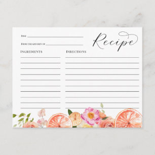 Citrus Pink Blume Brautparty Rezept Karte