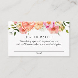 Citrus Pink Blume Windeln Raffle Baby Dusche Begleitkarte