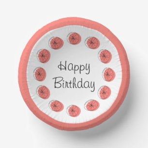 Citrus Pink Circle Happy Birthday Pappteller
