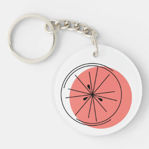 Citrus Pink Monogram Kreis doppelseitig Schlüsselanhänger
