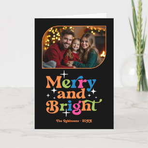Citrus Pop Merry und Bright Retro Weihnachts-Foto Feiertagskarte