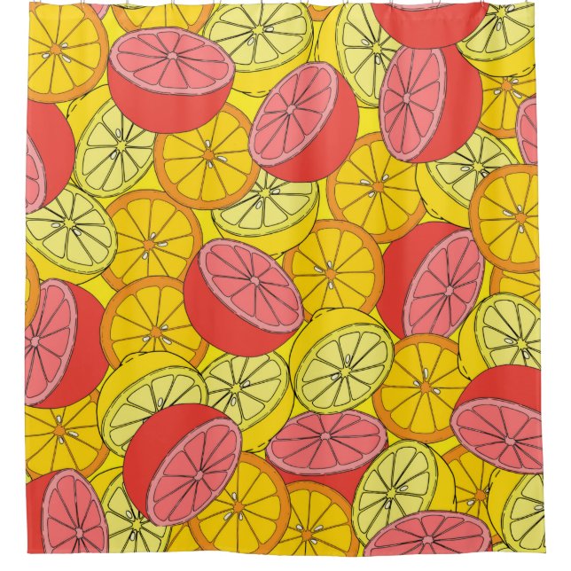 Citrus seamless pattern many oranges, lemons, grap duschvorhang (Vorderseite)