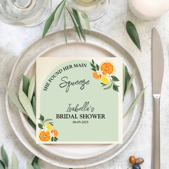 Citrus She Found Her Main Greenery  Bridal Shower Serviette (Citrus She Found Her Main Greenery Bridal Shower)