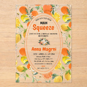 Citrus Sie fand ihren Hauptbräutigam-Bridal-Shower Acryleinladungen