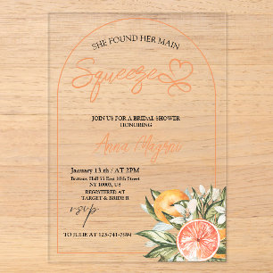 Citrus Sie fand ihren Hauptbräutigam-Bridal-Shower Acryleinladungen