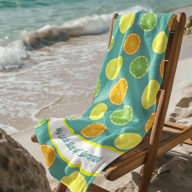 Citrus Slice des Sommers Personalisiert Aquamarin Strandtuch (Von Creator hochgeladen)
