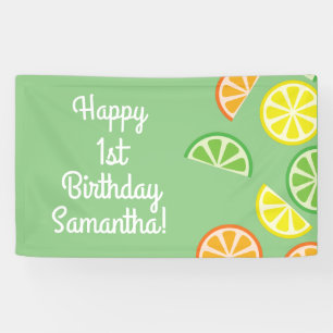 Citrus Slice Fruit 1. Geburtstag Party Bannerdekor Banner