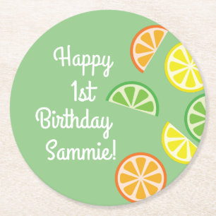 Citrus Slice Kid's Birthday Summer Runder Pappuntersetzer