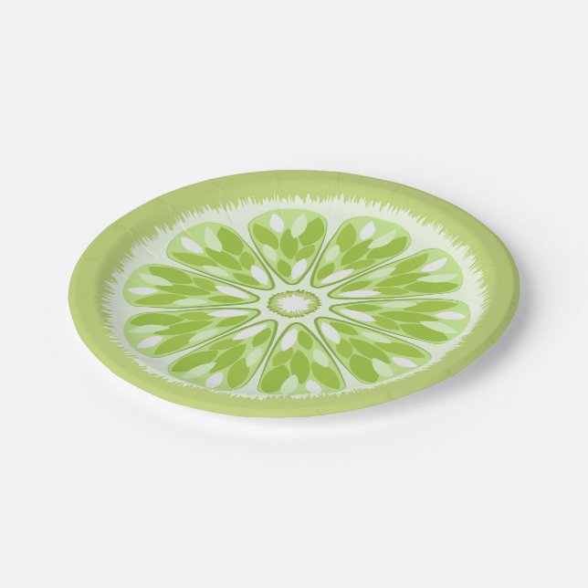 Citrus Slices Green Limon Pappteller (Schrägansicht)