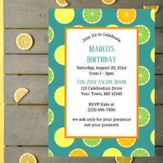 Citrus Slices Jedem Anlass Blue Party Einladung