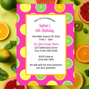Citrus Slices Jeder Anlass Rosa Party Einladung