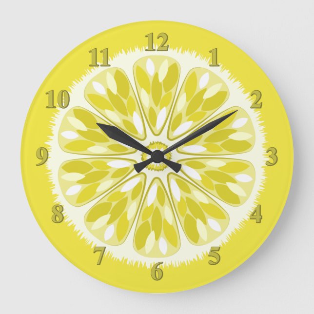 Citrus Slices Lemon Große Wanduhr (Vorderseite)