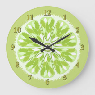 Citrus Slices Lime Große Wanduhr