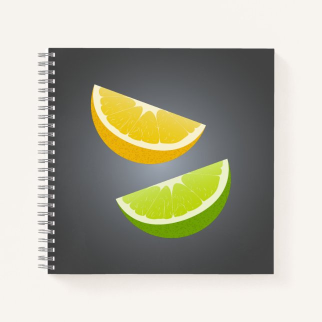 Citrus Spiral Notebook mit Lemon und Limonen Schei Notizbuch (Vorderseite)
