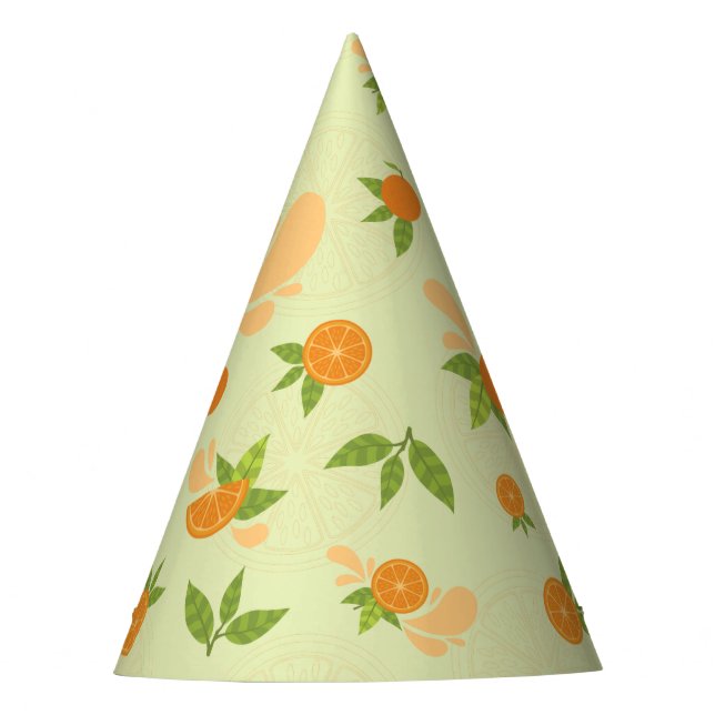 Citrus Splash Nahtlose Oberflächenmuster Partyhütchen (Vorderseite)