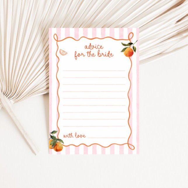Citrus Spritz Pink Stripes Bridal Advice Card Einladung (Von Creator hochgeladen)