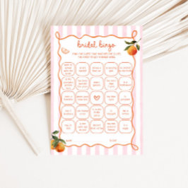 Citrus Spritz Pink Stripes Bridal Bingo Card Einladung