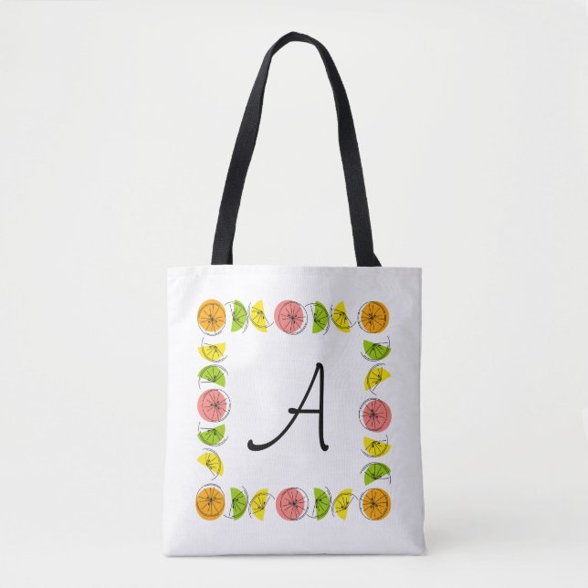 Citrus Square Monogram beidseitig über die Tasche (Vorderseite)