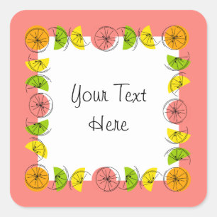 Citrus Square Pink Text Aufkleber Quadrat